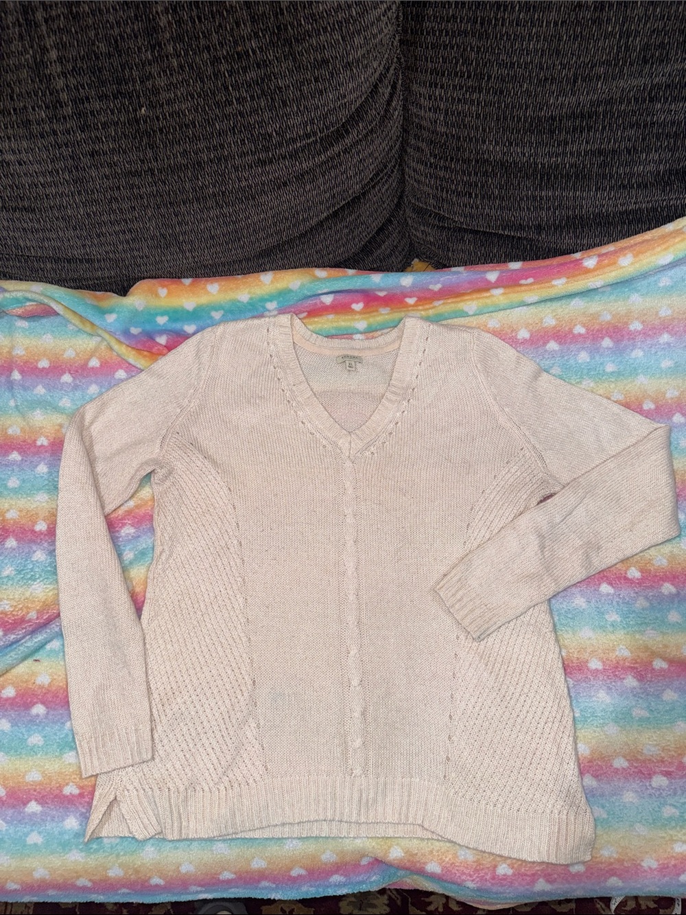 Women’s Sonoma Pale Pink V-Neck Cable Knit Sweater. Size XL, like new! Soft